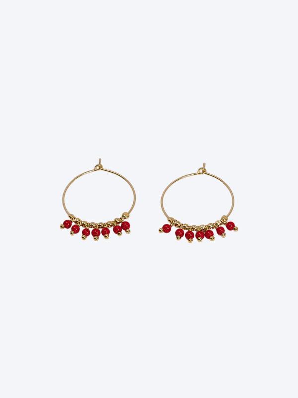 Gold Plated 925 Silver Coral Earring