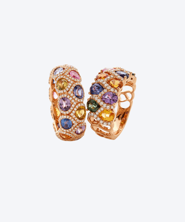 Diamond And Sapphire Multi Colour Ring