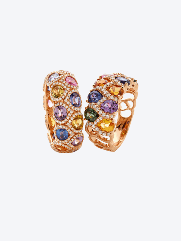 Diamond And Sapphire Multi Colour Ring