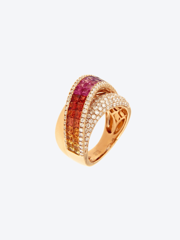 Diamond And Sapphire Multi Colour Ring