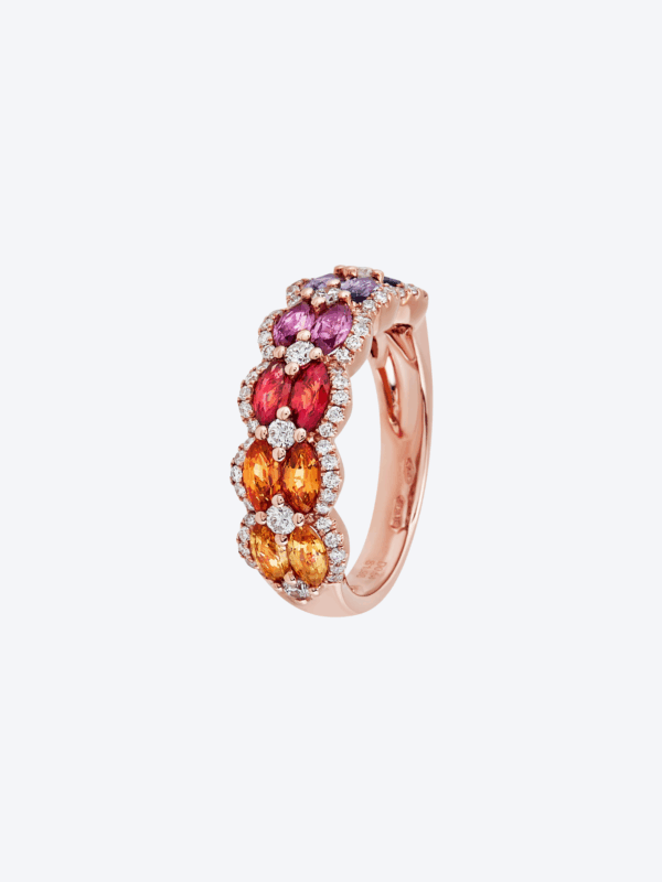 Diamond And Sapphire Multi Colour Ring