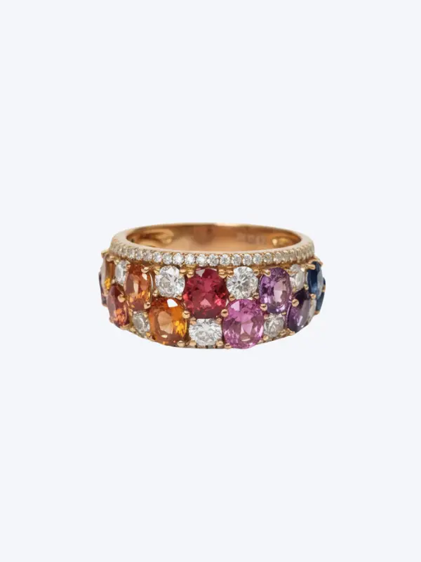 Diamond And Sapphire Multi Colour Ring