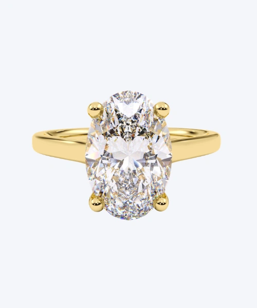 Aurelia Solitaire oval solitaire engagement ring setting in 18K yellow gold front view