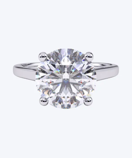 Charlotte Round Brilliant Solitaire Engagement Ring in 18K White Gold, Front View — Neophytou Jewellery