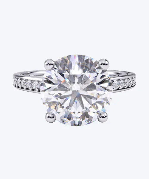 Gabrielle Round Brilliant Diamond Band Ring in 18K White Gold, Front View — Neophytou Jewellery