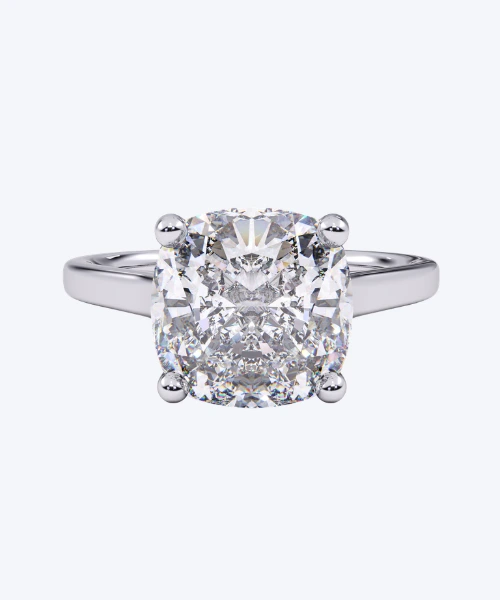 Cushion Cut Solitaire Ring in 18K White Gold by Neophytou Jewellery