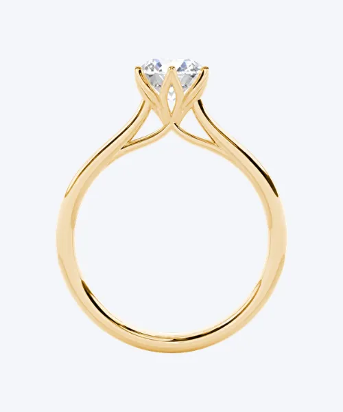 rosalie-yellow-gold-solitaire-angle tulip setting engagement ring in 18K Yellow Gold by Neophytou Jewellery