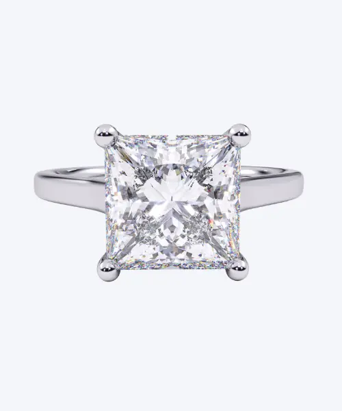 Princess Cut Solitaire Ring in 18K White Gold by Neophytou Jewellery