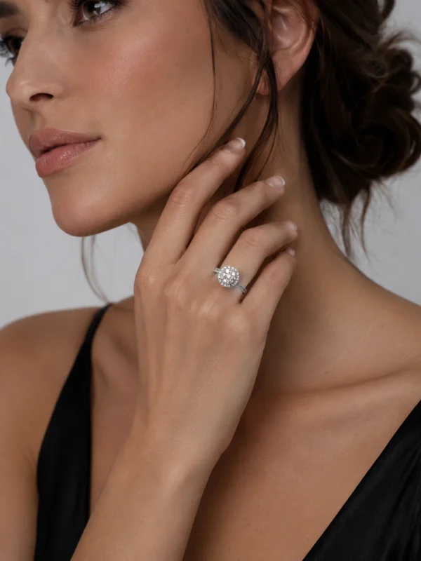 18kt-natural-diamond-ring-worn-on-hand-170cts 18kt natural diamond ring totaling 1.70cts worn on hand