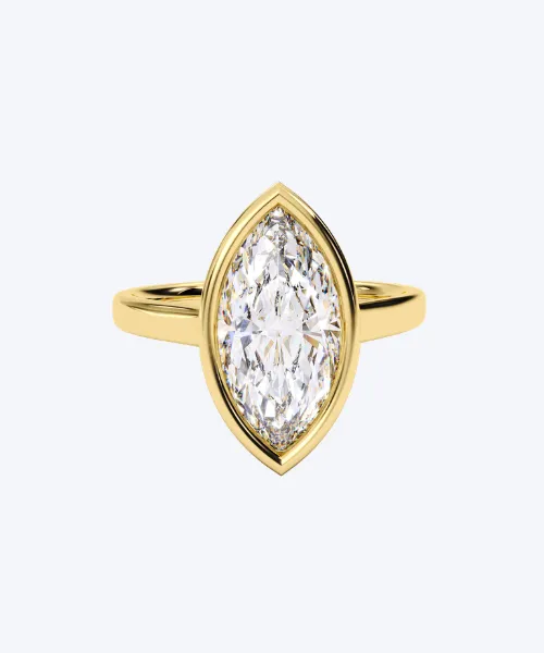 mariselle-marquise-bezel-yellow-gold-front marquise engagement ring with bezel setting in 18K yellow gold by Neophytou Jewellery