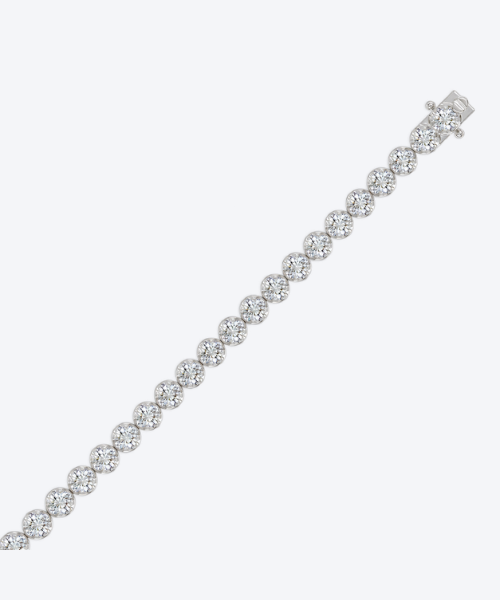 Microfusion prong diamond setting on 18K white gold tennis bracelet
