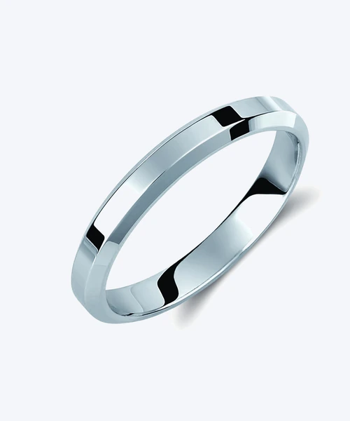 Bevelled Gold Wedding Band 3mm to 3.7mm