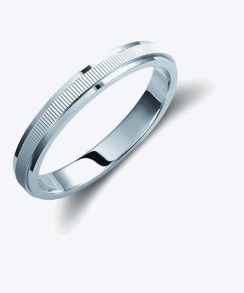 Grooved Gold Wedding Band 3mm