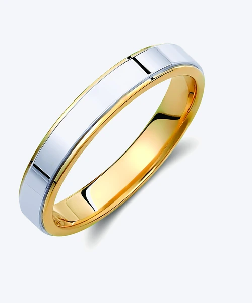 Two Tone Gold Wedding Band 3.5mm