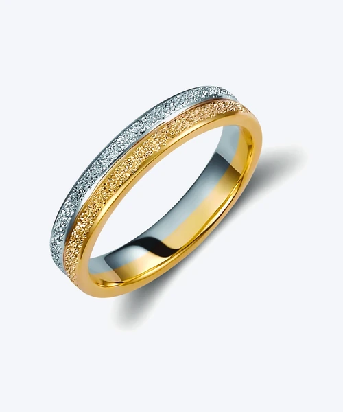Textured Two Tone Wedding Band 4mm