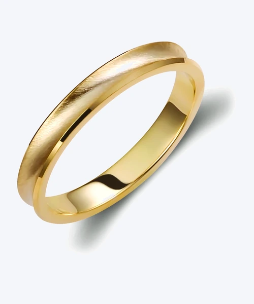 Satin Gold Wedding Band 3mm to 3.5mm