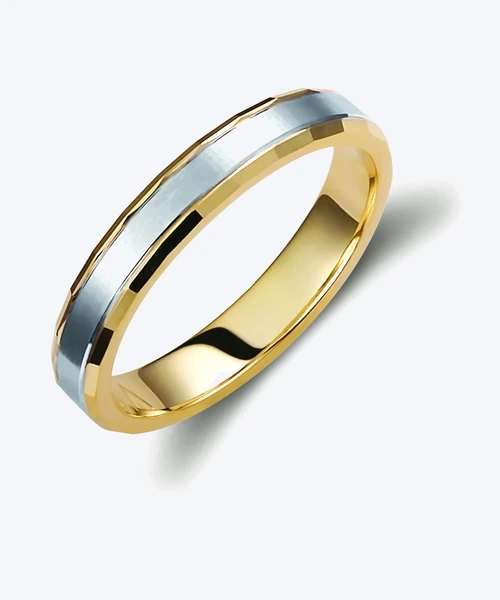 Two Tone Stripe Wedding Band 3.5mm