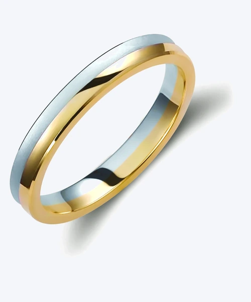 Contemporary Two Tone Wedding Band 3mm to 3.5mm