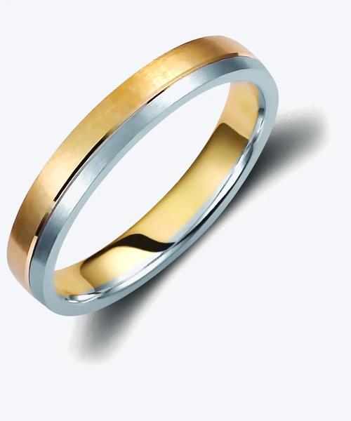 Contrast Edge Gold Wedding Band 3.5mm