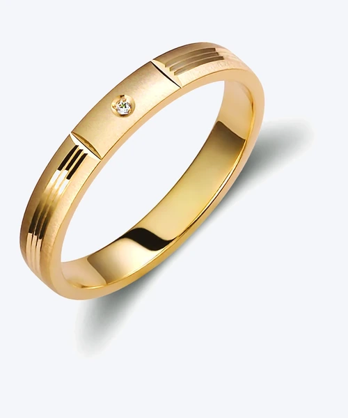 Geometric Gold Wedding Band 3.5mm