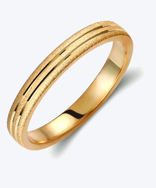 Linear Textured Gold Wedding Band 3mm