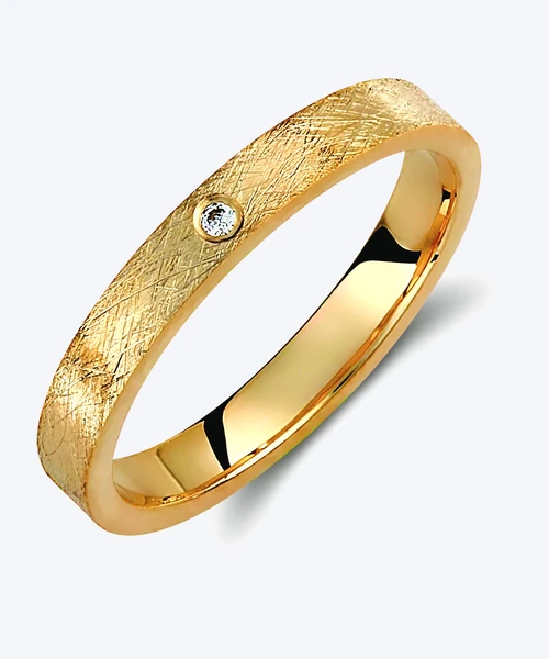 Textured Yellow Gold Wedding Band 3mm