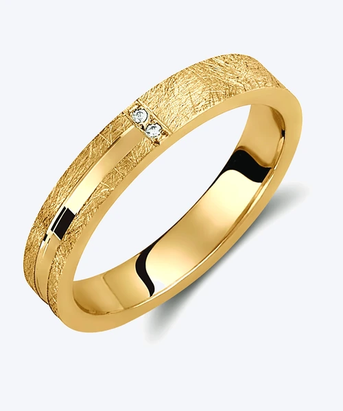 Textured Accent Gold Wedding Band 3.5mm