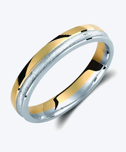 Raised Centre Two Tone Wedding Band 3.5mm