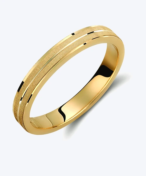 Double Groove Gold Wedding Band 3mm