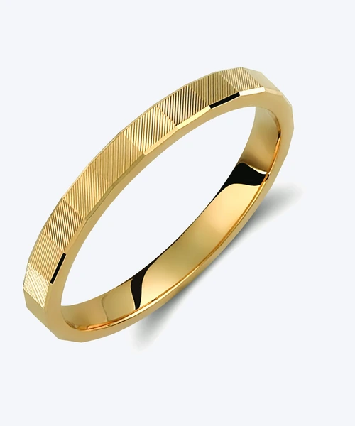Faceted Gold Wedding Band 2.5mm