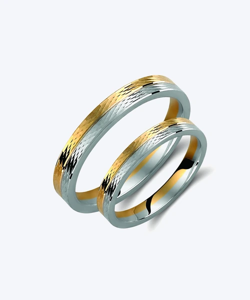 Slim Two Tone Wedding Band 3mm