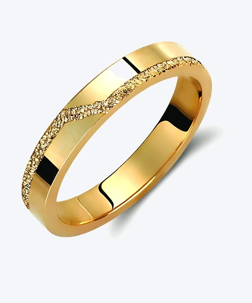 Textured Edge Gold Wedding Band 3.5mm