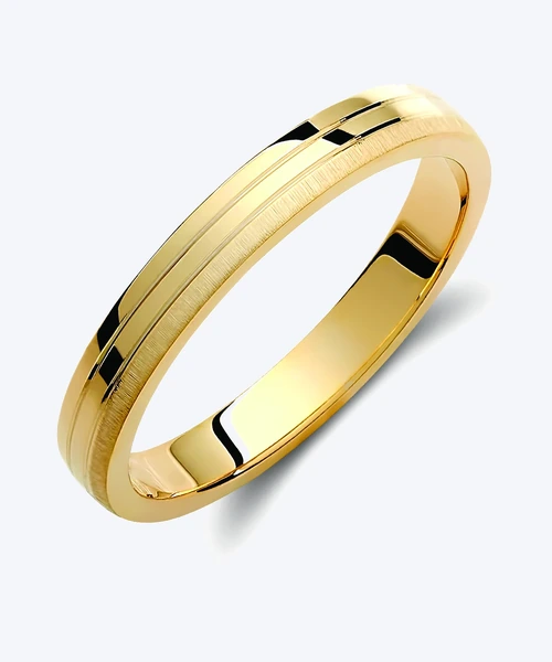 Lined Gold Wedding Band 3mm