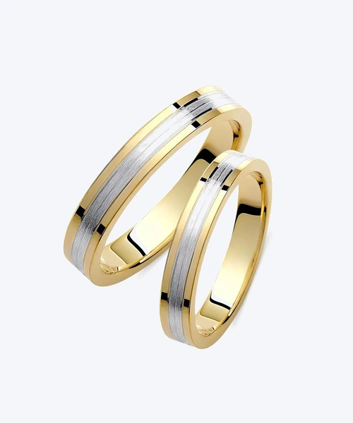 Polished Two Tone Wedding Band 3.5mm