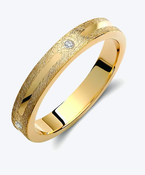 Textured Yellow Gold Wedding Band 3.5mm