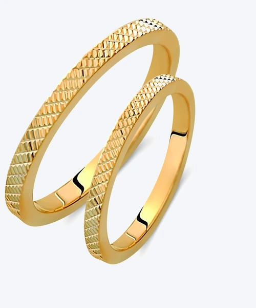Crosshatch Gold Wedding Band 2mm