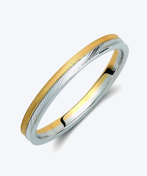Diagonal Two Tone Wedding Band 2.5mm
