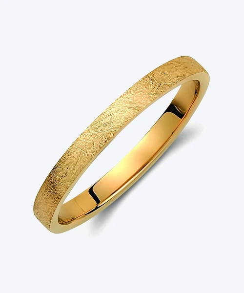 Scratch Textured Gold Wedding Band 2.5mm